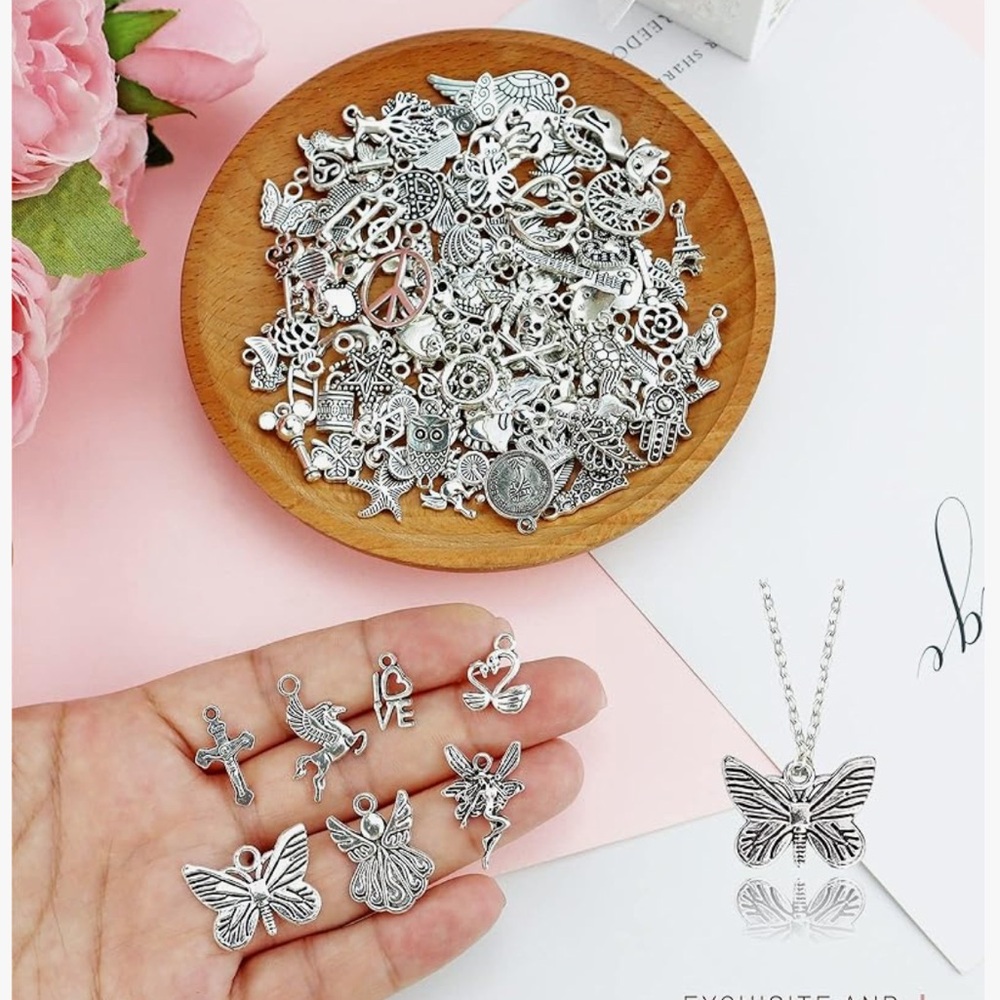 30 pcs (random unique selection) silver charms